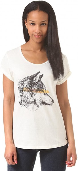 Element T-Shirt Wolf On The Road für Damen in Ivory