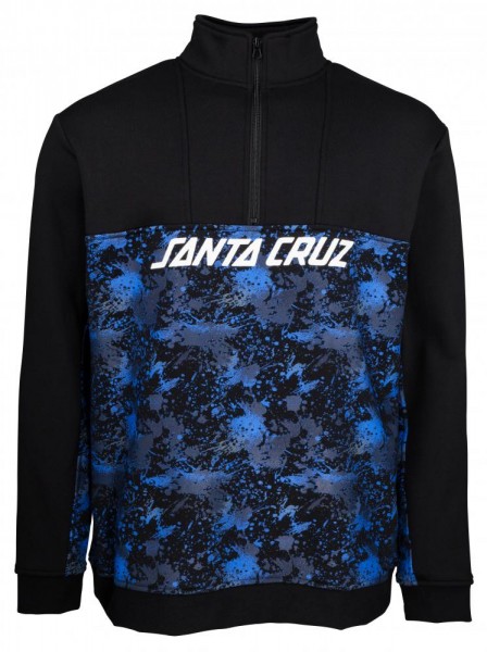 Santa Cruz Crew Astro 1/4 Zip Crew Sweatshirt in Black Splatter