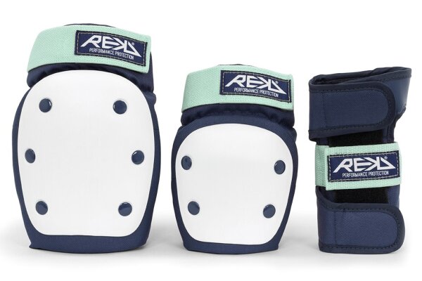 Rekd Protektoren Heavy Duty Triple Pad Set in blue / mint
