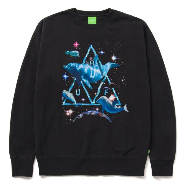 HUF Space Dolphins Wash Pullover - black
