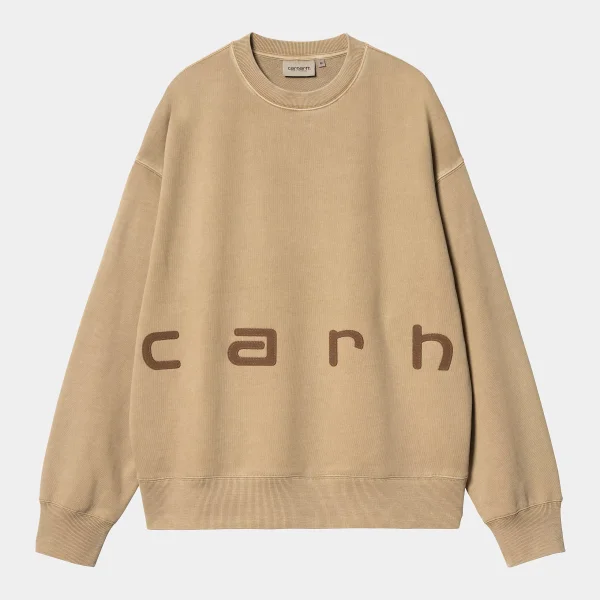 Carhartt WIP Felt Script Sweat für Herren in Peanut / Tobacco garment dyed