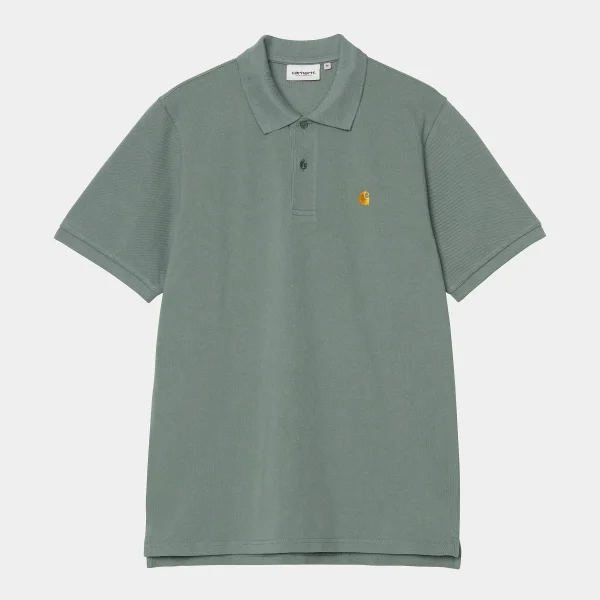 Carhartt WIP Chase Pique Polo Shirt für Herren Silver Pine / Gold M