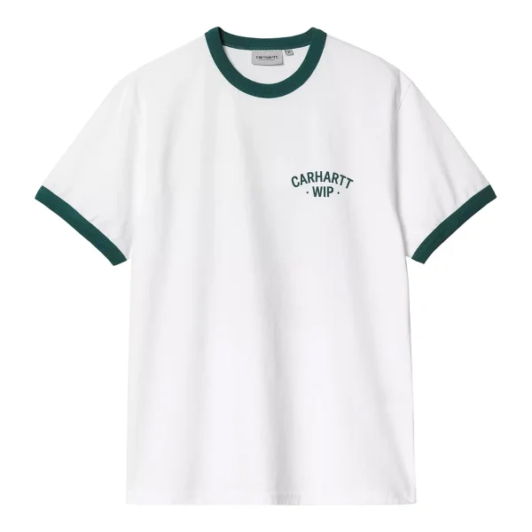 Carhartt WIP 89 Ringer T-Shirt für Herren White / Rainforest heavy enzyme wash