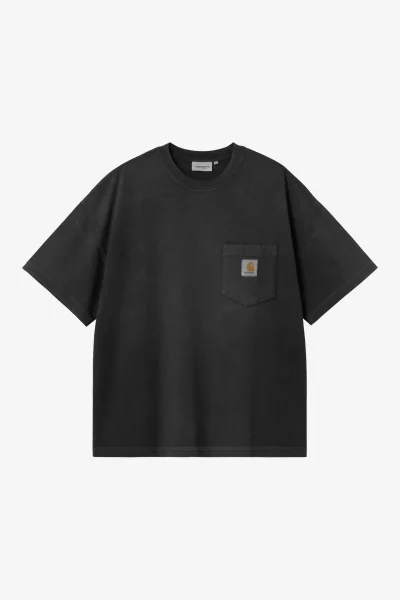 Carhartt WIP S/S Hudson Pocket T-Shirt in Black chalk wash