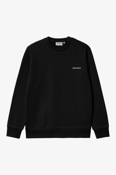 Carhartt WIP Script Embroidery Sweat Herren in Black / White