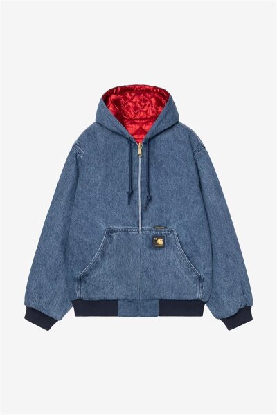 Carhartt WIP 50 Years Anniversary OG Active Jacket in Denim Blue / USA Red stone bleached