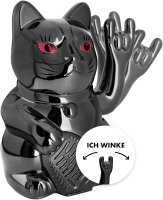 Angry Cat Winkekatze 15cm Metallic Rock Schwarz