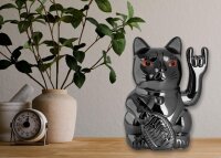 Angry Cat Winkekatze 15cm Metallic Rock Schwarz