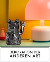 Angry Cat Winkekatze 15cm Metallic Rock Schwarz