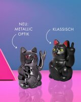 Angry Cat Winkekatze 15cm Metallic Rock Schwarz